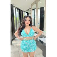 ราคา Plus Size ชุดว่ายน้ำสาวอวบอ้วน เสื้อสายเดี่ยวไขว้หลัง กางเกงขาสั้น (18090044679)