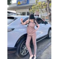 ราคา เซต2ชิ้นผ้าร่องเล็กไหมพรมเสื้อแขนสั้นมาพร้อมกางเกงขายาวแต่งแถบ (21601834772)