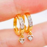 ราคา พร้อมส่ง ต่างหูห่วงหัวใจตุ้งติ้งเพชรแท้ ทองคำแท้9K ทอง37 5 เพชรแท้น้ำ100 เบลเยี่ยมคัต 9KPE1221 (21753656838)