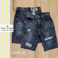 ราคา พร้อมส่ง BabarryJeans ยีนส์เอวสูง สไตล์สามส่วน แต่งขาด สีดำฟอก (21715604242)