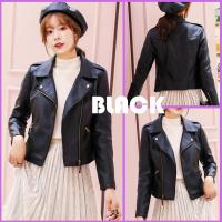 ราคา 900Shop เสื้อแจ็คเก็ตหนังสีดำเงารุ่นใหม่ ซิปทอง (13091888299)