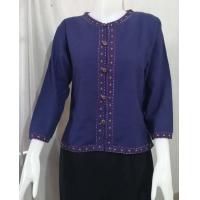 ราคา เสื้อผ้าฝ้ายเมือง คอกลม แขนยาว ฝ้ายเมือง กระดุมหน้า ปักด้นมือ (16434569145)