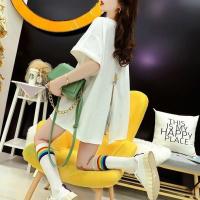 ราคา พร้อมส่ง KK 1shop เสื้อยืดแขนสั้นแยกสีบริสุทธิ์ฤดูร้อนเสื้อผ้าผู้หญิงขนาดบวกใหม่เสื้อหลวมกลางเกาหลี (19747432942)