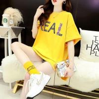 ราคา พร้อมส่ง KK 1shop เสื้อยืดแขนสั้นแยกสีบริสุทธิ์ฤดูร้อนเสื้อผ้าผู้หญิงขนาดบวกใหม่เสื้อหลวมกลางเกาหลี (19747432943)