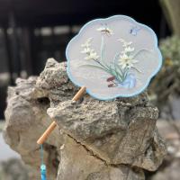 ราคา พัดจีนปักพู่ประตูเก่าพัดจีนสไตล์โบราณพัดจีนพัดจีนชุดฮั่นฝูพัดจีนปักสองด้านพัดจีนกี่เพ้าพัดปักลาย (21233248108)