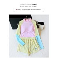 ราคา ชุดว่ายน้ำ สีชมพูเหลือง สีพลาสเทล น่ารักมาก ผ้าร่ม แขนยาว ใส่สบาย 8518 (21548686860)