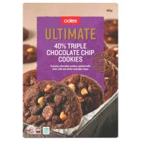 ราคา โคลส์ อัลติเมล คุกกี้ช็อกโกแลตชิพเข้มข้น 40 Coles Ultimate Tripple Chocolate Chip Cookies 400g (17149683411)