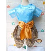 ราคา ชุดไทย โจงกระเบนเด็กผู้ชาย เสื้อคอกลม ผ่าไหล่ ผ้ามันโจงกระเบนผ้าลายไทยพร้อมผ้าผูกเอว (21167324853)