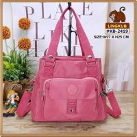 ราคา รุ่นใหม่ กระเป๋าทรงถือ พร้อมสายสะพายยาว ขนาด 10 5 นิ้ว ลิงค์คับ LINGKUB รุ่น KB 2419 มีหลายสี (21514945868)