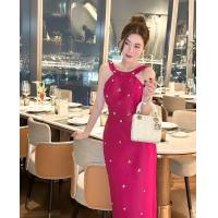 ราคา PISAMAI เดรสคล้องคอ สีชมพูทรงสอบปักเพชร (21472470059)