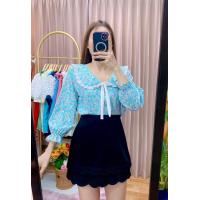 ราคา เสื้อคอบัว แขนยาวปกแต่งลูกไม้สวย สายผูกโบว์สีขาวสะดุดตา ผ้าไหมอิตาลี อก40ยาว24 (21454622067)