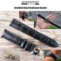 ราคา สายนาฬิกา สายหนังวัวแท้ สายหนังวัวปั๊มลายจระเข้ overwrist cowhide deployant buckle leather strap (14235491427)