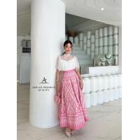 ราคา ABIGAIL Brand ABG046 ชุดเซต 2 ชิ้น เสื้อลูกไม้แขนสั้น แมทช์กับ ผ้าถุงสำเร็จลายผ้าไทย (21760352887)