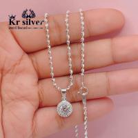 ราคา เงินแท้ 925 สร้อยคอเงินแท้ พร้อมจี้เงินแท้ พลอยล้อมเพชร สร้อยคอขนาด 2 มิล ยาว 16 นิ้ว 18 นิ้ว (10222524513)