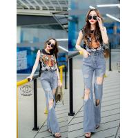 ราคา BU6430Back upกางเกงยีนส์นทรงกระบอกผ้าไม่ยืดเองสูง (20482275748)