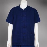 ราคา เสื้อหม้อฮ่อม แบบดั้งเดิม หม้อห้อมแท้ เนื้อเข้ม คอจีน กระดุมจีน แขนสั้น (2740530186)