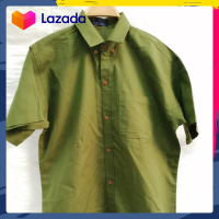 ราคา เสื้อเชิ้ตแขนสั้นสีเขียวขี้ม้า (15433399275)
