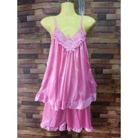 ราคา 94 ชุดนอนผ้าแพรเนื้อผ้าใส่สบาย สายสามารถปรับได้ค่ะ (18574921218)