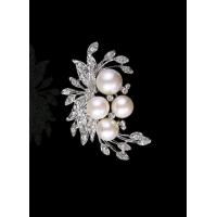 ราคา เข็มกลัดมุกใหญ่ประดับเพชรรูปช่อดอกไม้ (20984575200)