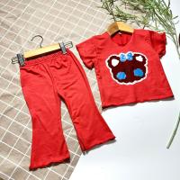 ราคา ชุดเซทขาม้า ชุดเด็กผ้าเรย่อน เสือแขนสั้นกับกางเกงขาม้า 14สี (20935027101)