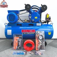 ราคา BONCHI ปั๊มลม ปั๊มลมโรตารี่ ถังลม ปั๊มลมสายพาน ขนาด 100 ลิตร มอเตอร์ 2 สูบ 3 แรงม้า มาพร้อมอุปกรณ์ 6 อย่าง (20217921509)