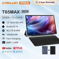 ราคา เปิดตัวใหม่ 2024 13นิ้วแท็บเล็ต TECLAST T65สูงสุด Android 14แท็บเล็ตพร้อมกับ Helio G99 CPU 8 Core20GB RAM 256บรรจุ1920 1200 FHD IPS Displayการรับรอง L1 Widevine การรับรอง TÜV 4G LTE แท็บเล็ต Android (
