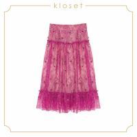 ราคา KLOSET Floral Lace Embroidered Skirt RS20 S005 กระโปรงผ้าลูกไม้ แต่งดีเทลเพรช (7193220950)