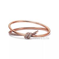 ราคา Tiffany Co Tiffany Knot สร้อยข้อมือบานพับคู่แถวสีเหลือง กุหลาบ ทองคำขาวพร้อมเพชรสร้อยข้อมือออกแบบแบรนด์หรู (21575988994)