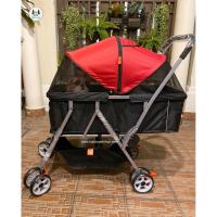 ราคา รถเข็นสุนัข 4 ล้อ รถเข็นสุนัขคันใหญ่ รถเข็นหมา รถเข็นแมว รถเข็นสัตว์เลี้ยง BL02 TONGBA กล่องนั่งมีขนาดยาวถึง 90 cm มีที่กั้นที่นั่งแบบถอดได้ (10331459380)