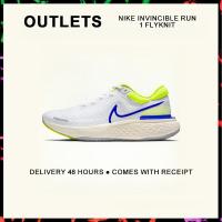ราคา กล่องที่สมบูรณ์ Nike Invincible Run 1 Flyknit White Blue Running Shoes CT2228 101 รับประกัน 1 ปี (21612181218)