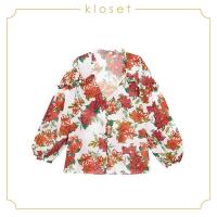 ราคา KLOSET Floral Print With Ruffle Top SS20 T026 เสื้อแขนยาว ผ้าชีฟองพิมพ์ลายดอก (9378107249)