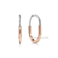 ราคา Tiffany Co Tiffany Yellow Rose White 18k Gold ต่างหู Diamond Lock ขนาดใหญ่พิเศษต่างหูออกแบบแบรนด์หรู (21576153100)