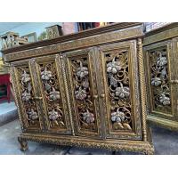 ราคา ตู้ไม้แกะสลัก 110xล30xส90cm ตู้วางทีวี 4บาน2ชั้น ทรงตรง ตู้ไม้แกะสลัก ตู้ใส่ของ ตู้เอนกประสงค์ โต๊ะหมู่บูชา ตู้โชว์ ทองโบราณประดับกระจกสี (18333953897)