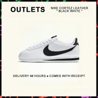 ราคา กล่องที่สมบูรณ์ Nike Cortez Leather Black White Running Shoes 807471 101 รับประกัน 1 ปี (21611442915)