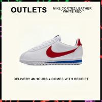 ราคา กล่องที่สมบูรณ์ Nike Cortez Leather White Red Running Shoes 807471 103 รับประกัน 1 ปี (21611441927)