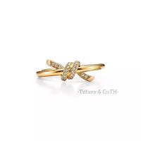 ราคา Tiffany Co Tiffany Knot Ring 18k Yellow Rose Platinum พร้อมเพชร แหวนออกแบบแบรนด์หรู (21576040322)