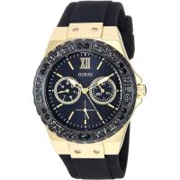 ราคา GUESS 39MM Crystal Silicone Watch Black Gold Tone (15004115187)