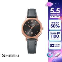ราคา CASIO นาฬิกาข้อมือผู้หญิง SHEEN รุ่น SHE 4554PGL 8AUDF สายหนัง สีดำ (20962615457)
