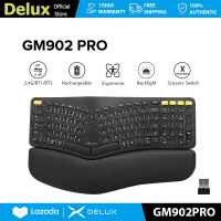 ราคา Delux คีย์บอร์ด GM902Pro บลูทูธ2 4G ไร้สายตามหลักสรีรศาสตร์101ปุ่มชาร์จได้พร้อมไฟแบ็คไลท์สำหรับ Windows mac OS (17541210921)