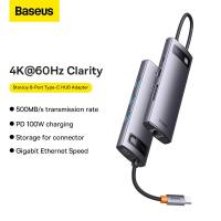 ราคา Baseus ฮับ3 1 8 In 1 USB C 4K 60Hz Type C เป็น HDMI สำหรับ RJ45 PD 100W บัตร TF SD อะแดปเตอร์สำหรับ Macbook iPad แล็ปท็อป PC (21506277349)