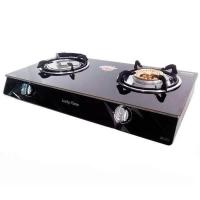 ราคา Lucky Flame เตาแก๊สตั้งโต๊ะ หัวทองเหลือง หัวอินฟาเรด หน้ากระจก รุ่น AG 2102S สีดำ (372057117)