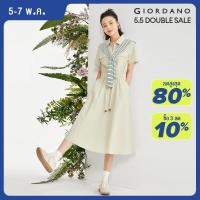 ราคา GIORDANO Women Dresses Cargo Pockets Collect Waist Shirt Dresses Zip Placket Short Sleeve Fashion Casual Shirt Dresses 18464607 (21650016434)