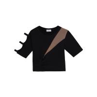 ราคา KLOSET Cotton Mesh Top PF23 T003 เสื้อยืดคอกลม ตัดต่อตาข่าย แต่งโบว์ที่แขนเสื้อ (21479516245)