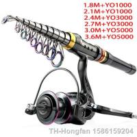 ราคา hot 1 8 3 6m Carbon Spinning Fishing Rod 5 2 1 Reel Telescopic Pole Pesca (19952646618)