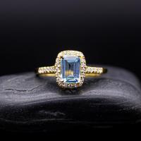 ราคา แหวนพลอยบลูโทปาส Blue Topaz ตัวเรือนเงินแท้92 5 ชุบทอง พลอยสีฟ้า ไซด์นิ้ว 54 หรือ เบอร์ 7 US (21461450454)