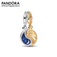 ราคา Pandora Yin and Yang sterling silver and 14k gold plated splittable dangle with clear cubic zirconia and glittering shaded blue enamel เครื่องประดับ จี้ชาร์ม ชาร์มทอง ชาร์มสร้อยข้อมือ ชาร์มแพนดอร่า (1