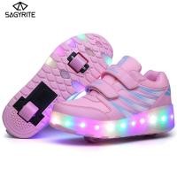 ราคา Sagyriteเด็กสองล้อส่องสว่างเรืองแสงรองเท้าผ้าใบไฟLEDลูกกลิ้งรองเท้าสเก็ตเด็กLEDรองเท้าสำหรับเด็กหญิงและเด็กชาย (21319353115)