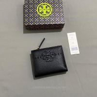 ราคา พร้อมสต็อกของแท้ Tory Burch McGraw Mini กระเป๋าสตางค์พับได้หนังสีดำ L109 (20600455280)
