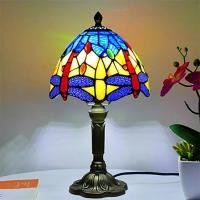 ราคา โคมไฟทิฟฟานี่ตั้งโต๊ะโคมไฟ LED สไตล์เมดิเตอร์เรเนียนวินเทจสร้างสรรค์ศิลปะทำมือกระจกสีสำหรับตกแต่งข้างเตียงโคมไฟกลางคืน (14256559323)