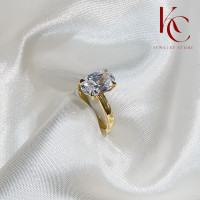 ราคา แหวนเงินแท้ 92 5 ชุบทองคำแท้ 24K ฝังเพชร Swiss Oval cut เม็ดชู 7 5 กะรัต (17755333887)